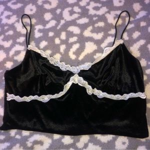 Shein White Laced Black Cropped Tank Top